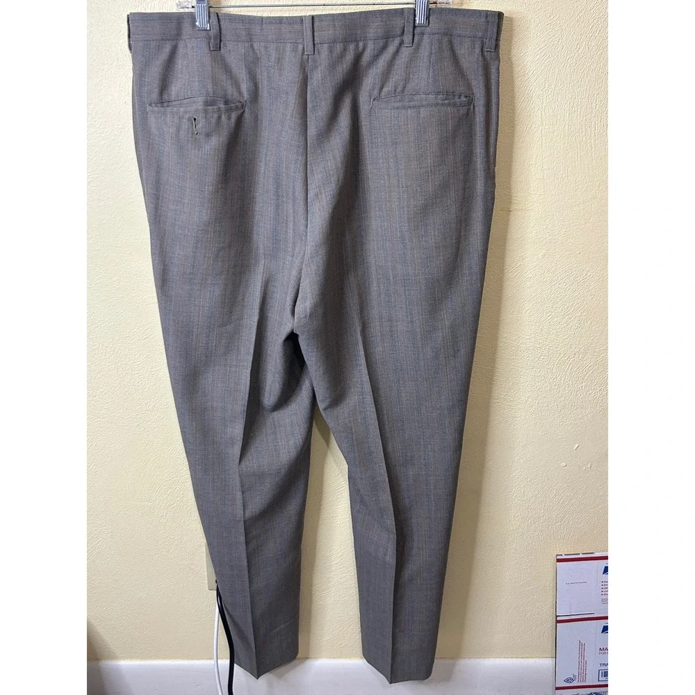 Vintage Mens Grey Striped Two Button Wool Blend Suit Blazer‎ and Trousers Set